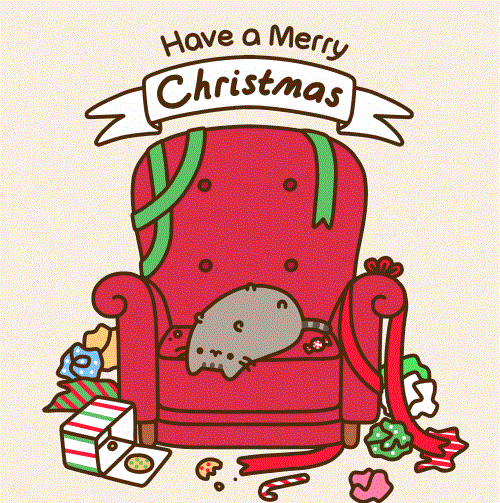 Pusheen na fotelu Boże Narodzenie